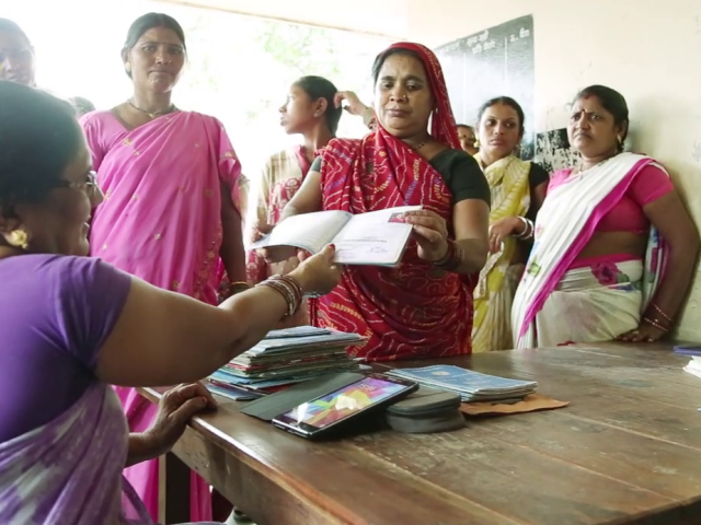 Woman taking ration