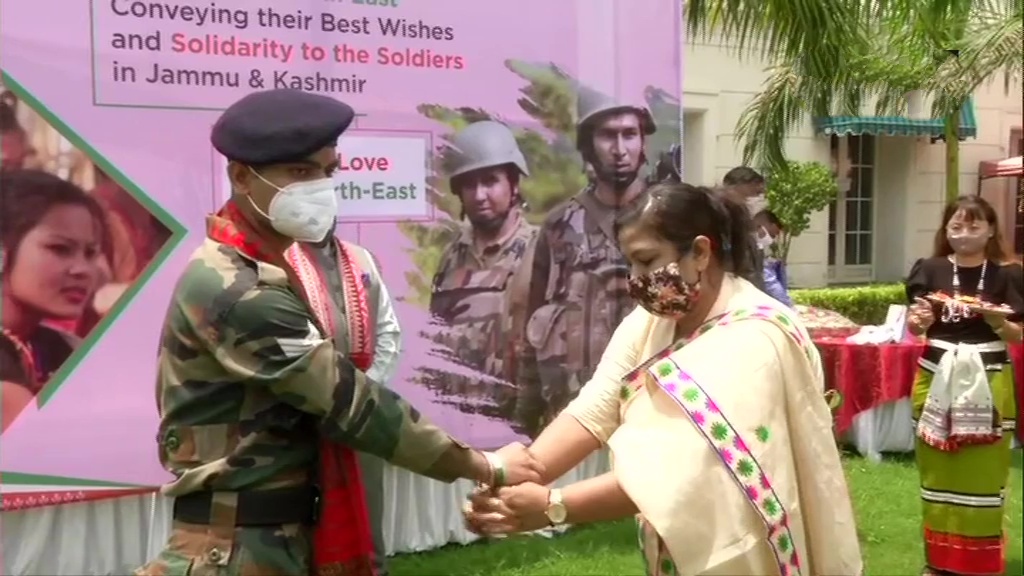 Women from northeast tie rakhi on jawans posted in J&K