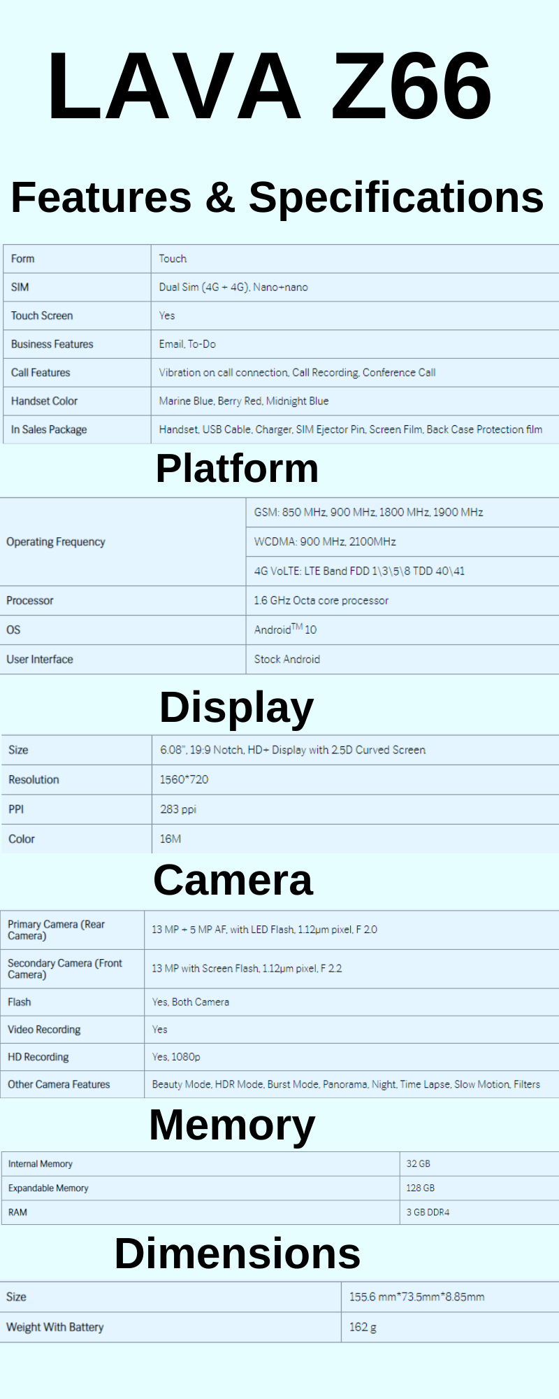 ଲଞ୍ଚ ହେଲା ନୂଆ ବଜେଟ ସ୍ମାର୍ଟ ଫୋନ LAVA Z66