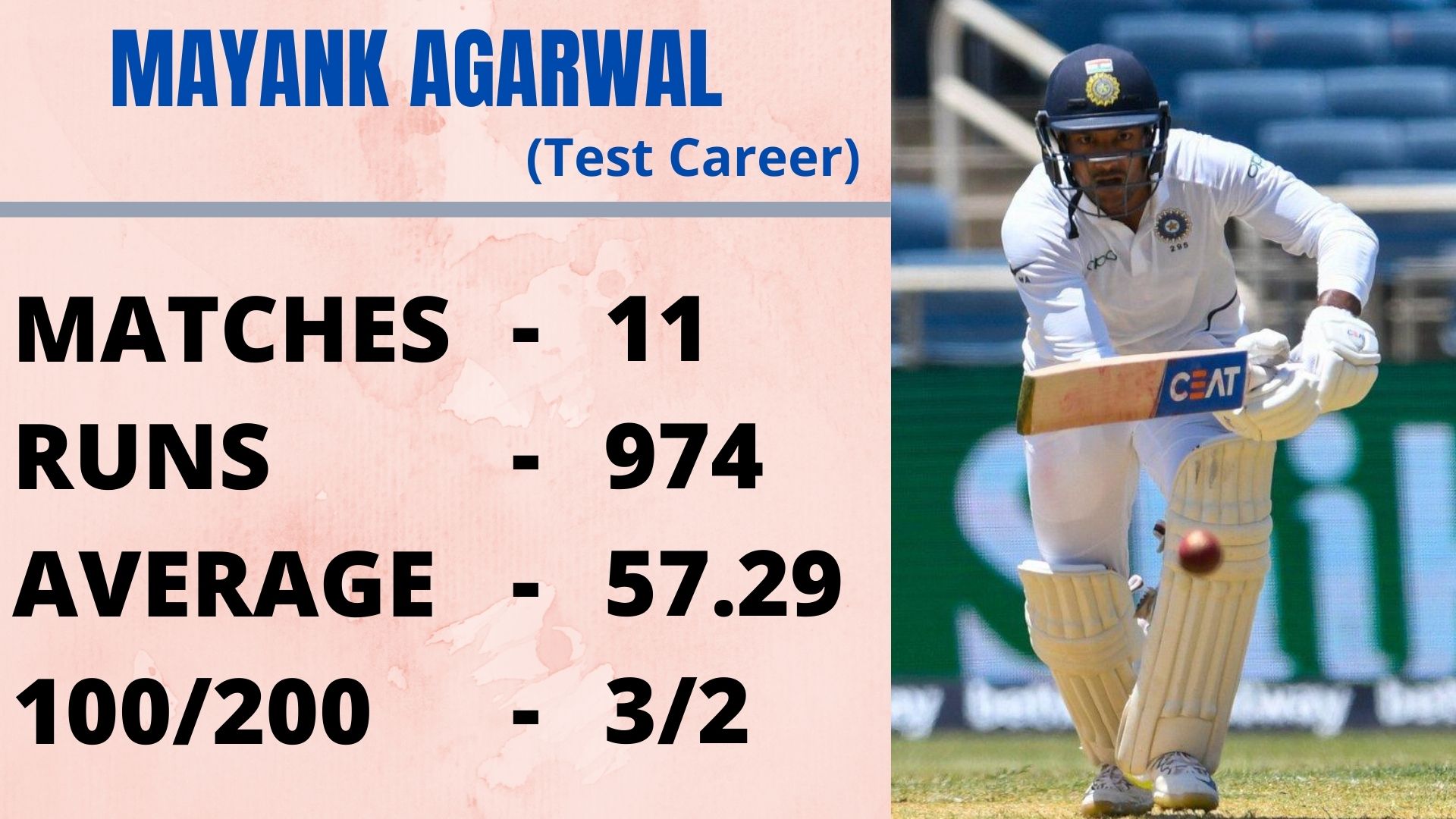 Mayank Agarwal's career stats