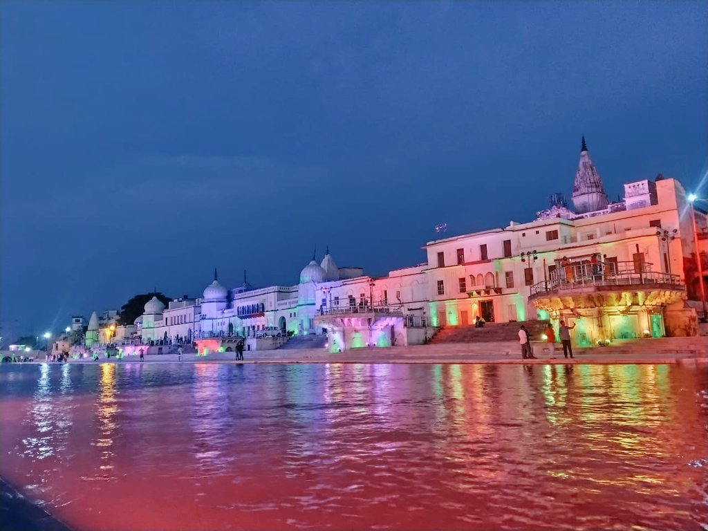 Ayodhya: People light earthen lamps on the banks of Saryu river as part of 'deepotsav'.