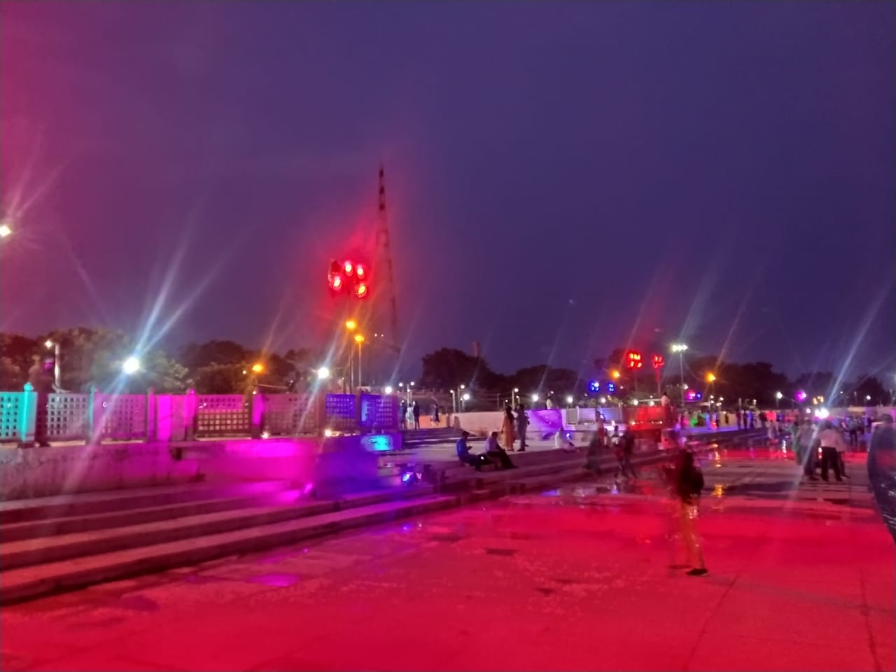 Ayodhya: People light earthen lamps on the banks of Saryu river as part of 'deepotsav'.