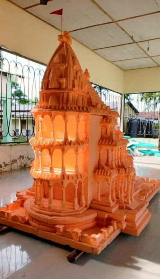 youth make a portrait of ram mandir at karimganj