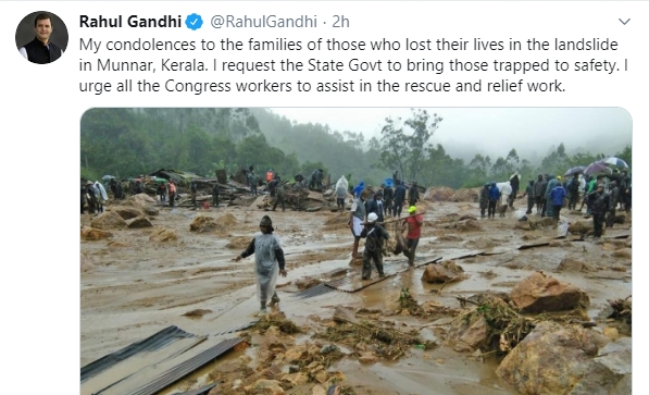 Rahul Gandhi expresses his condolences over deaths due to landslide