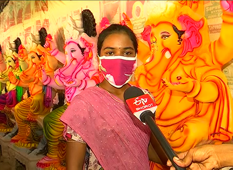 Sabitha, who runs an idol making unit in Nalgonda, Telangana.