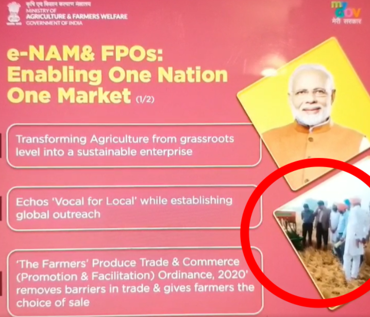 Farmer protest for putting his image on the advertisement of 'One Country One Market'