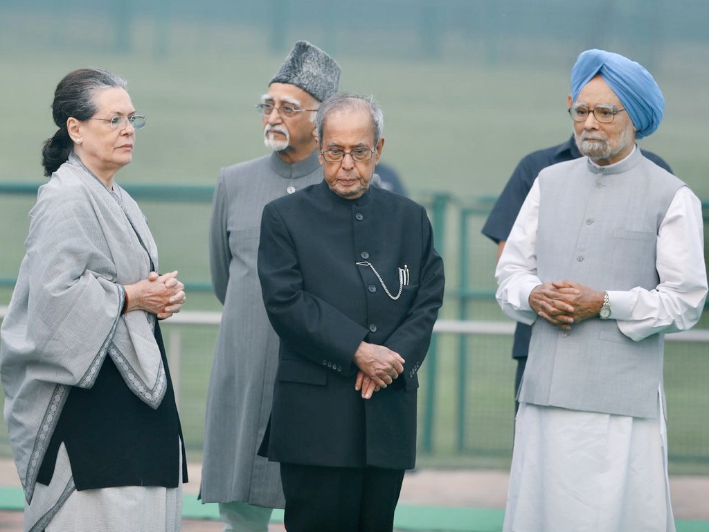 In pic: Pranab Mukherjee with Sonia Gandhi and Manmohan Singh