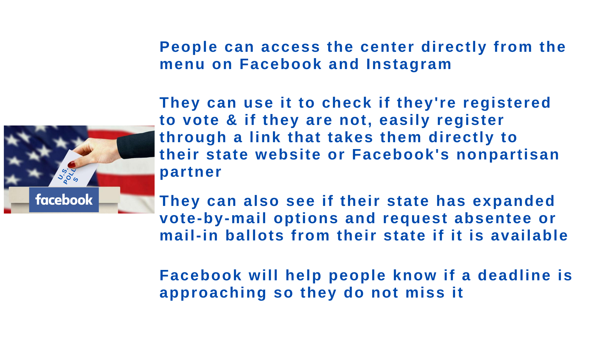 Facebook new updates for us polls, Voting Information Center