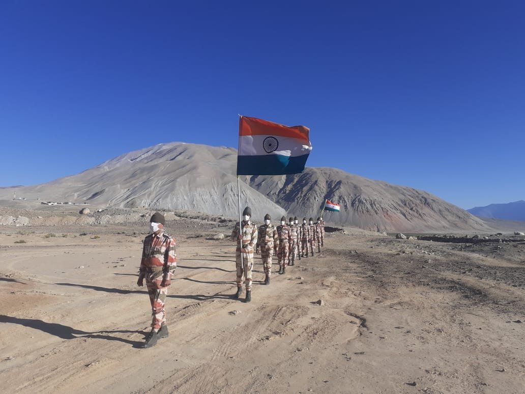 Indo-Tibetan Border Police (ITBP) jawans celebrate IndependenceDay in Ladhak