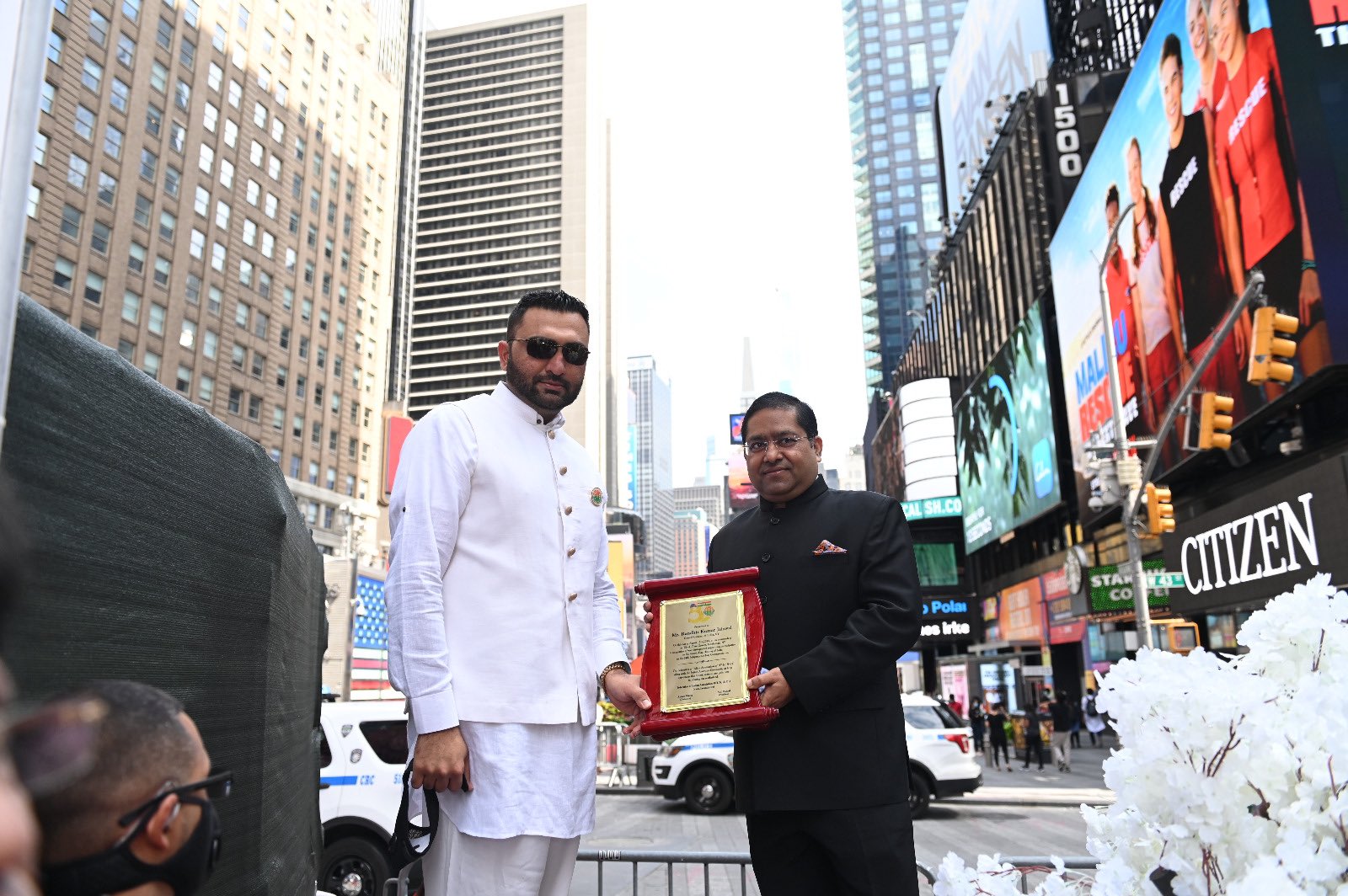 Indian tricolour hoisted for first time at Times Square