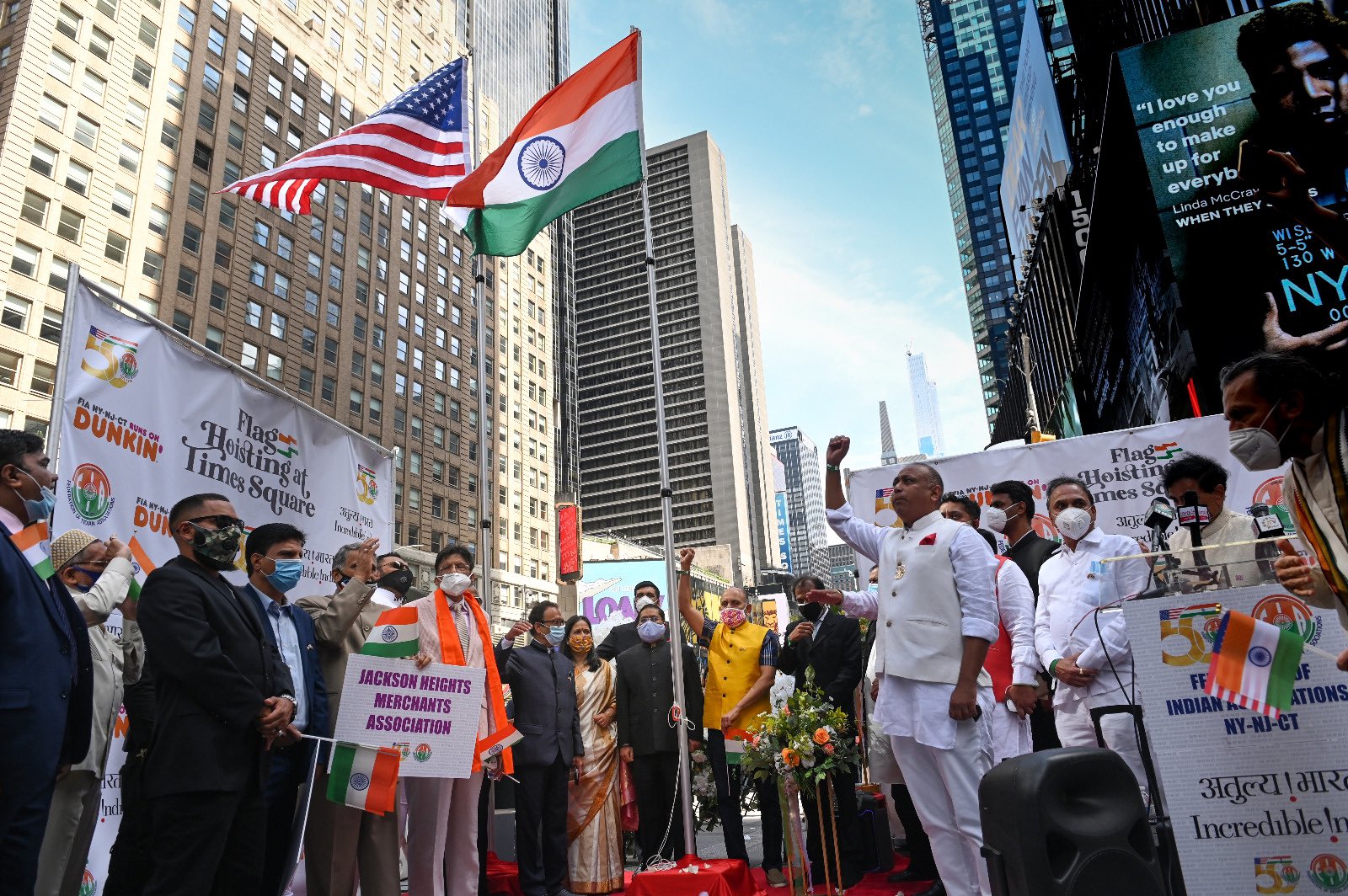 Indian tricolour hoisted for first time at Times Square