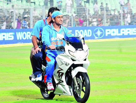 dhoni bike ride