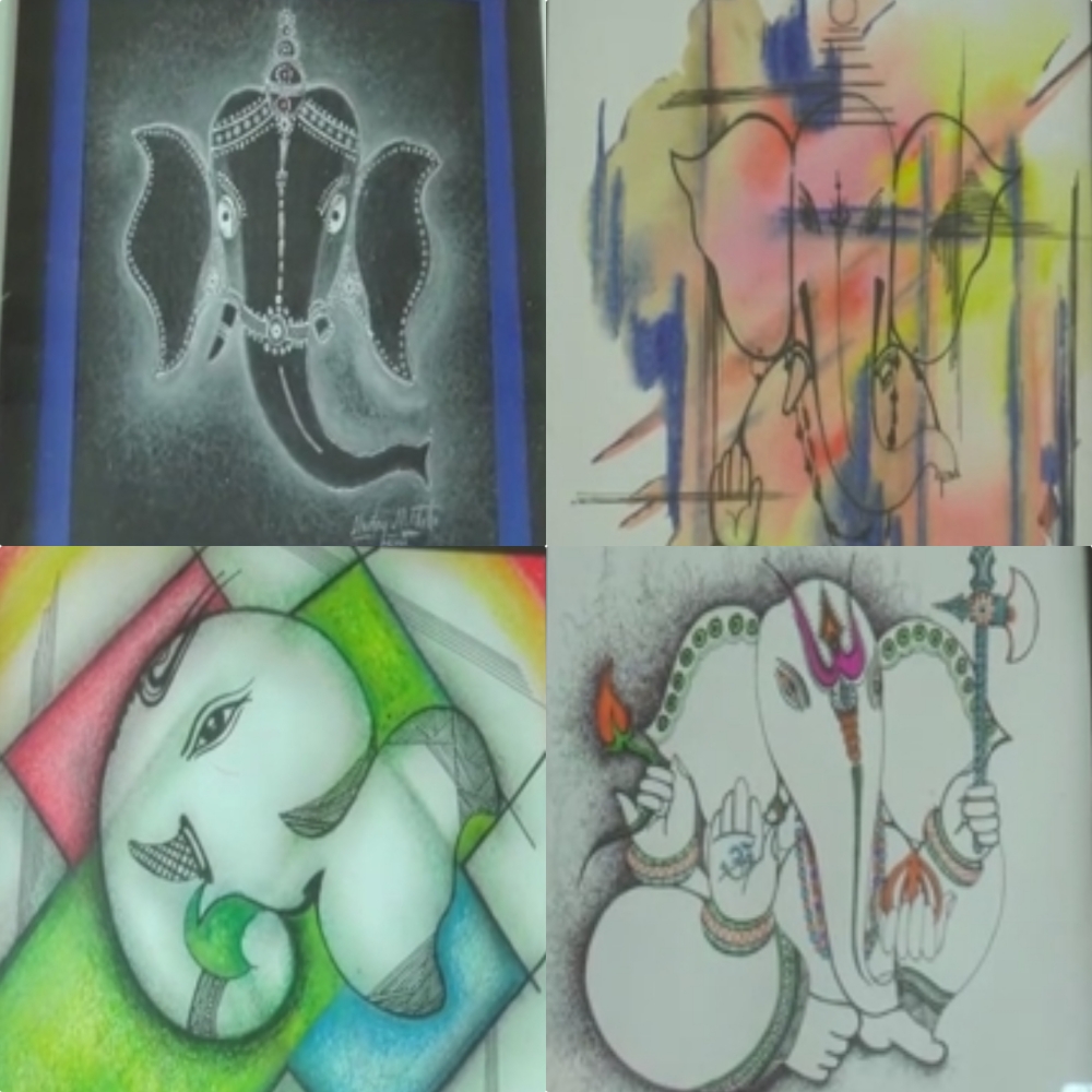 Lord Ganesha's paintings drawn by Mustaka Tikota