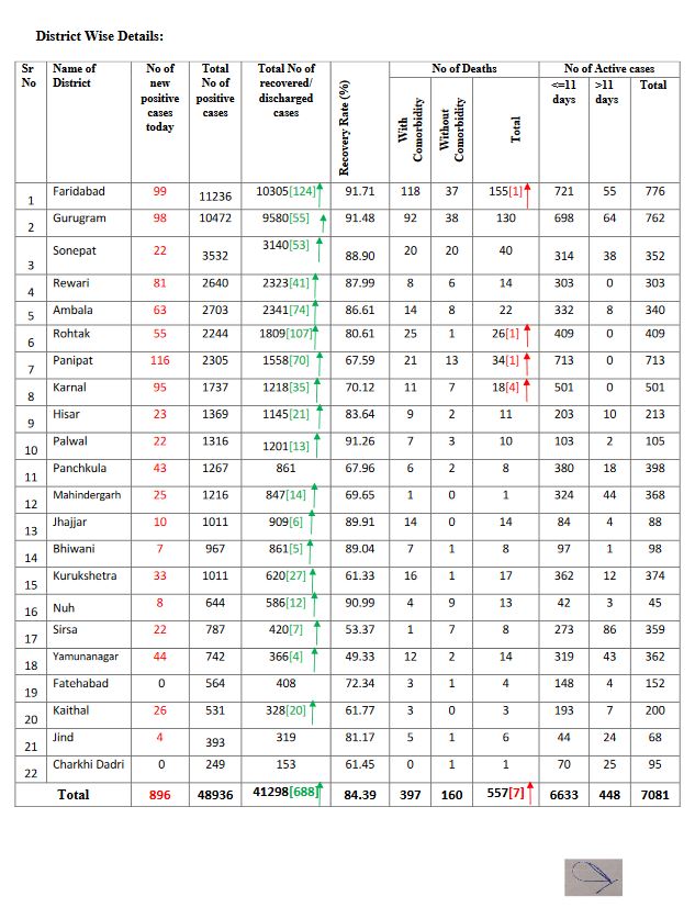 haryana corona virus update 18 august