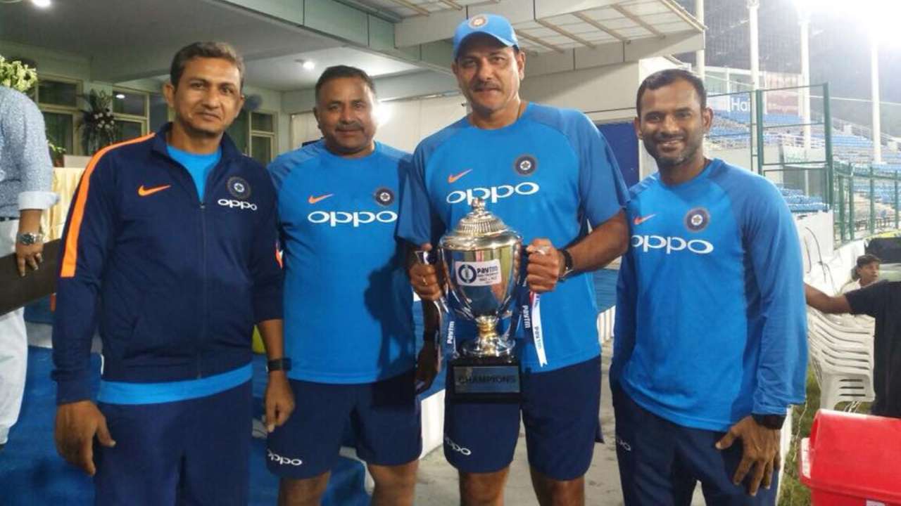 Ravi Shastri, Team India,  Bharat Arun, Vikram Rathour, R Sridhar, Girish Dongre