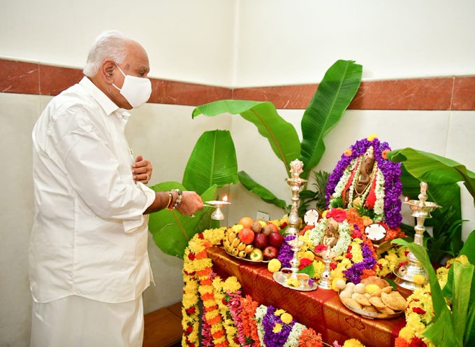 CM Yediyurappa offered prayers to Lord Ganesha