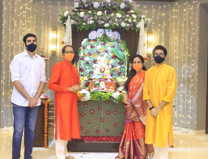 CM Uddhav Thackeray with family offers prayers to lord Ganesh