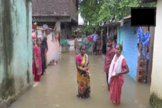 Normal life disrupted in Bhopal's Dam Kheda due to the prevailing flood situation, following heavy rainfall in the area.