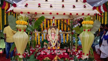 10 Kg Silver Ganapathi Idol Luster with 5 Quintal of Flowers