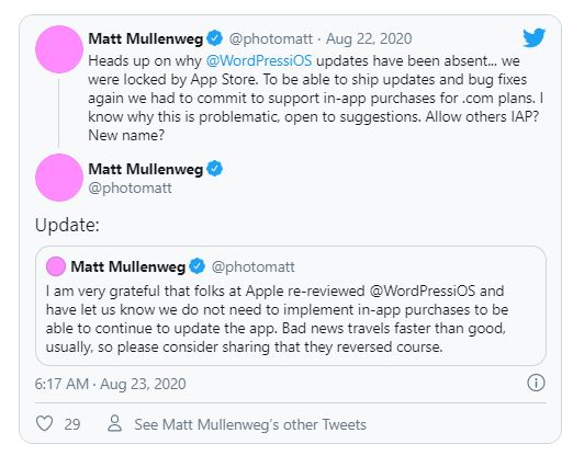 Apple apologises to WordPress