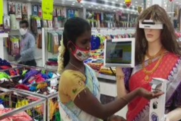 A robot 'Zafira' is being used at all cloth-stores of a company in Tiruchirappalli to monitor