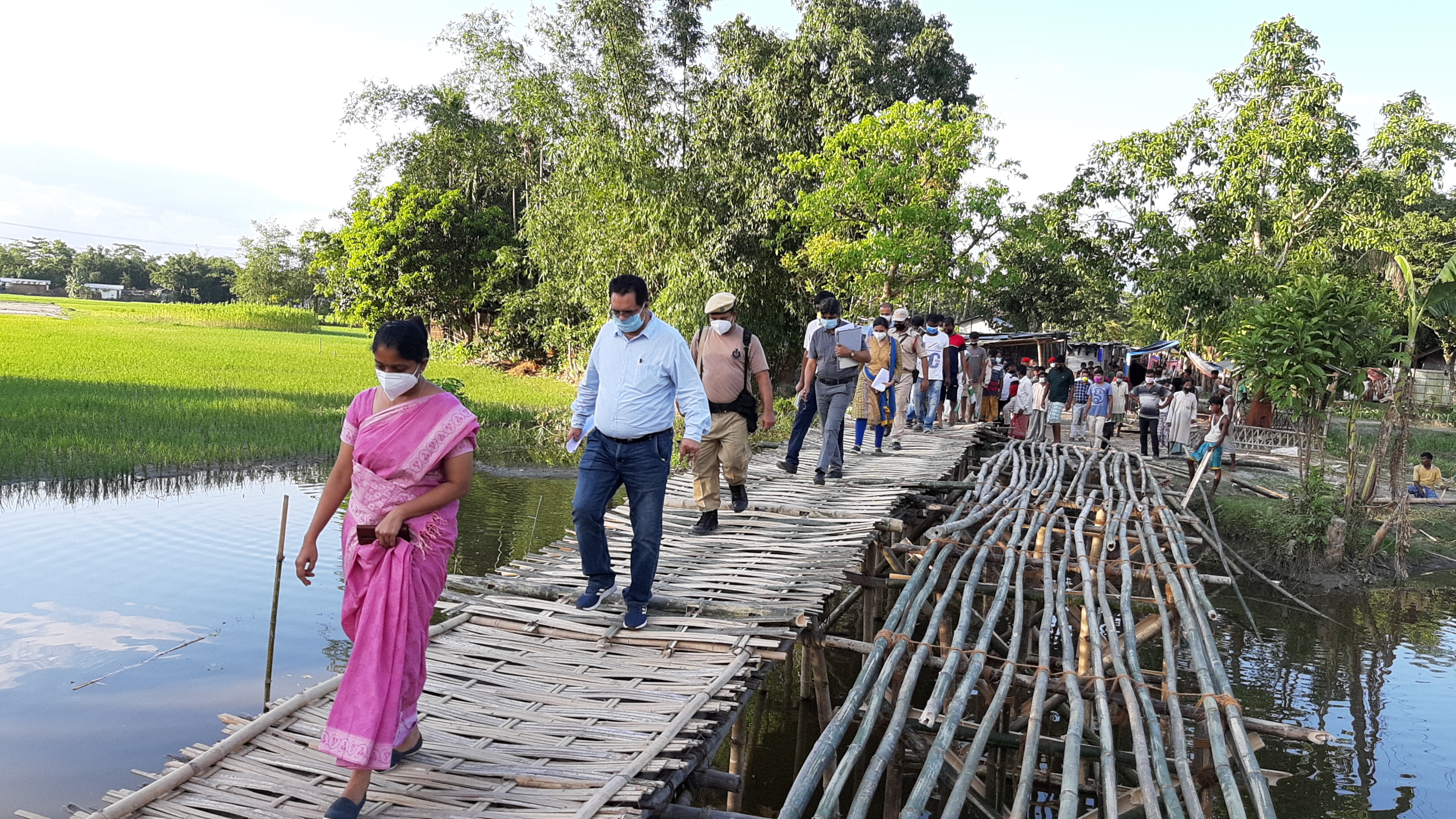 Central team visit flood area at Bongaigaon