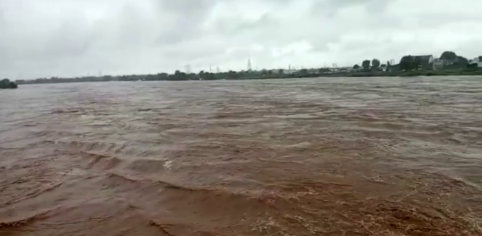 Narmada flowing above danger mark