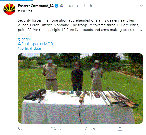 Eastern Command, Indian Army tweet