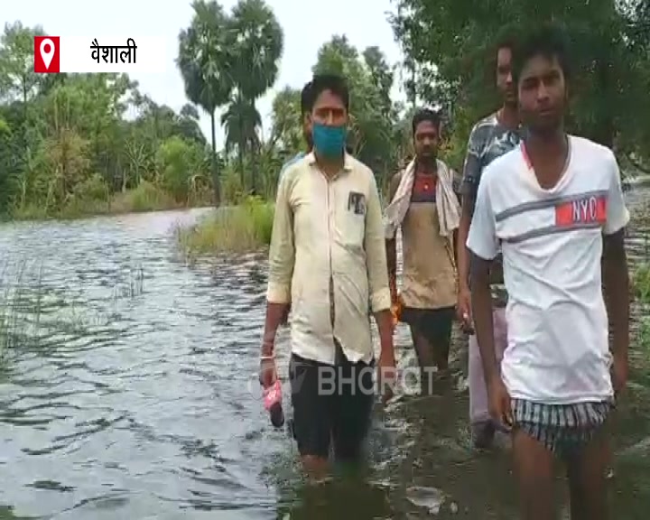 flood situation in many villages due to baya river in vaishali