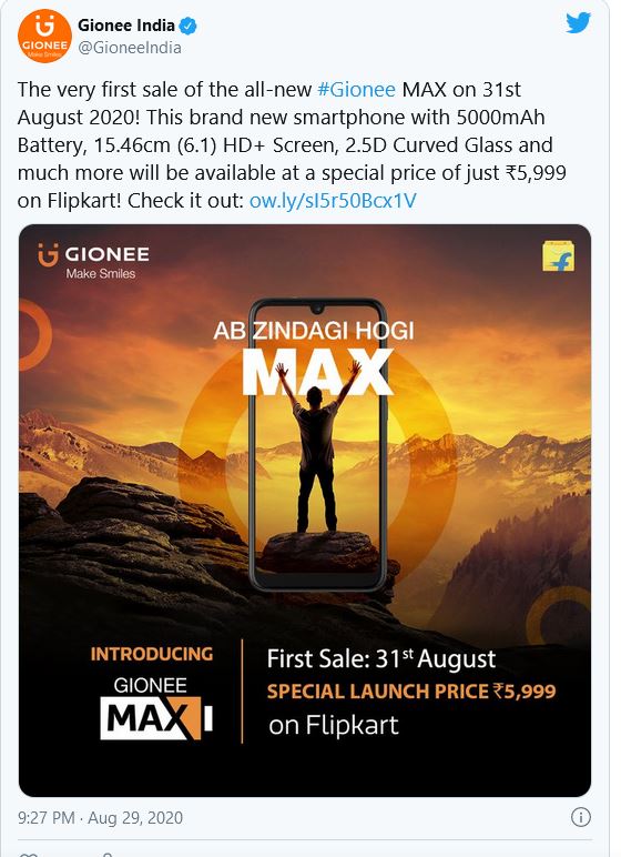 ଜାଣନ୍ତୁ Gionee Maxର ବୈଶିଷ୍ଟତା