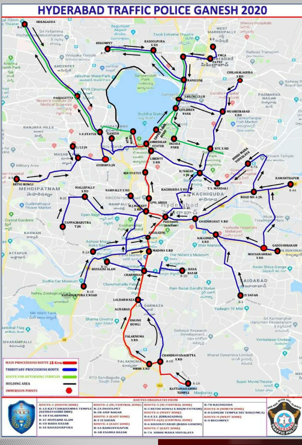 trafficrestrctions in hyderabad due to ganesh immesrsion