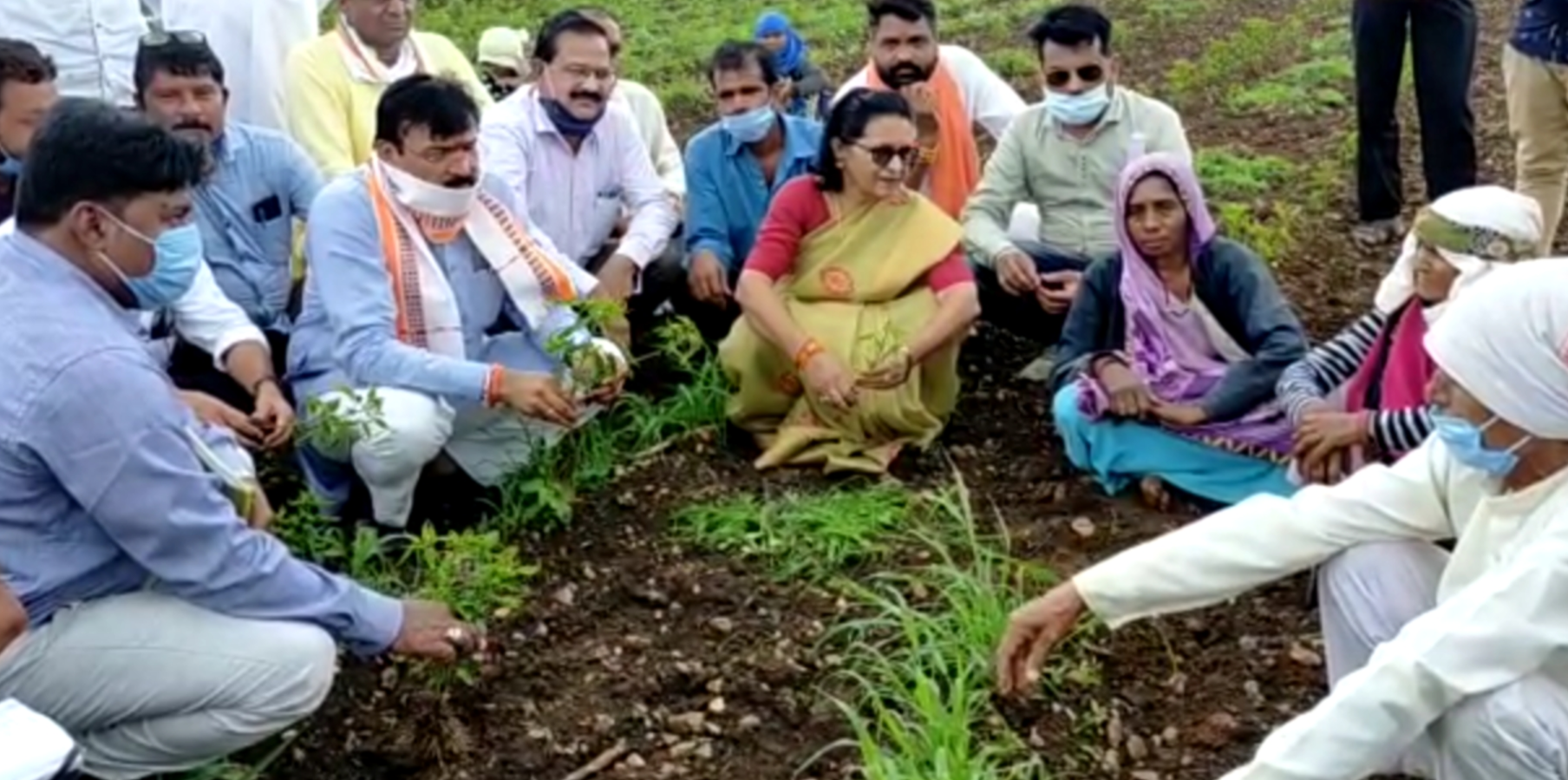 MP Gajendra Patel arrived to survey the crops