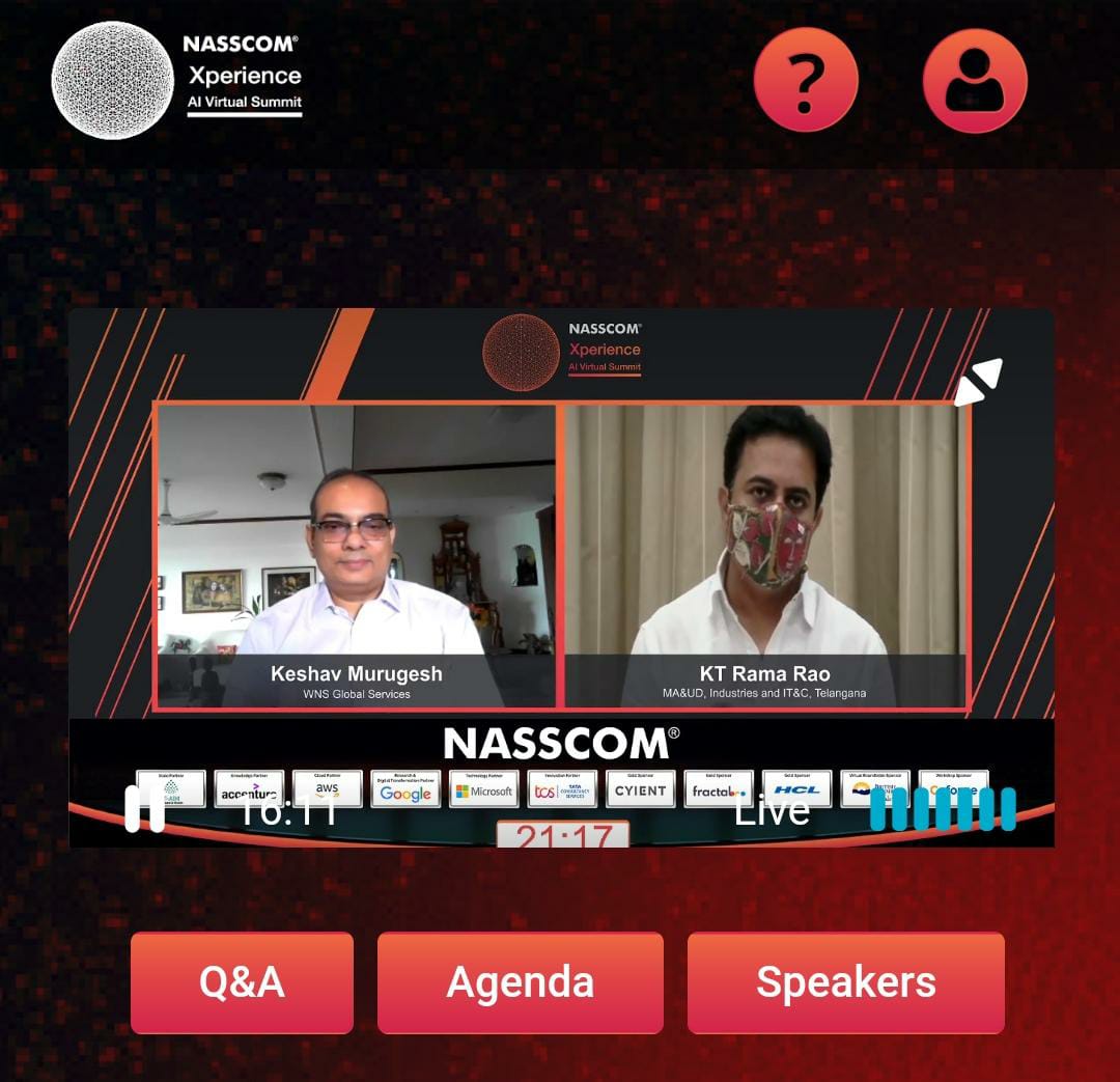 Telangana IT Minister KTR AT NASCOM CONCLAVE in Video Conference