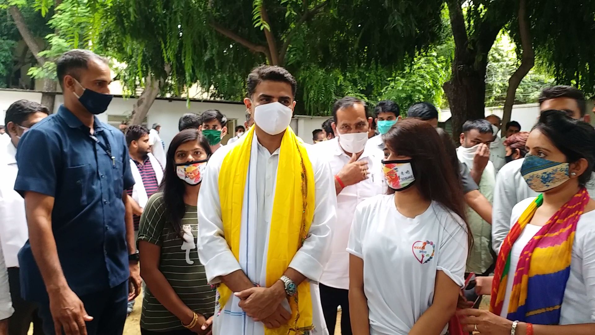 Sachin Pilot with supporters in Jaipur