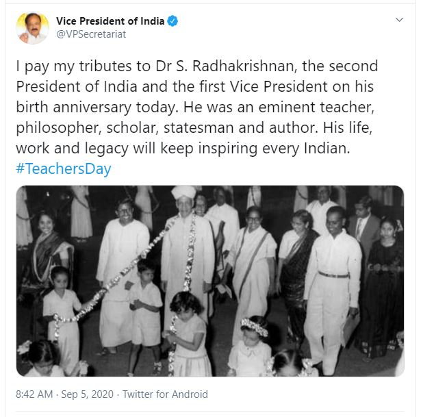 Venkaiah Naidu tweet