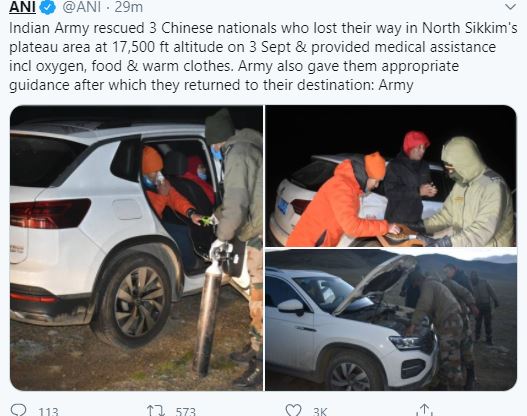 Indian Army rescued Chinese nationals