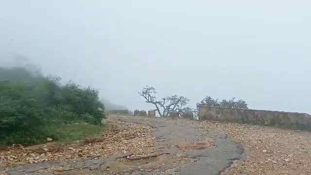 Tourist place of Sikar,  Broken road on harsh mountain, hill station in sikar