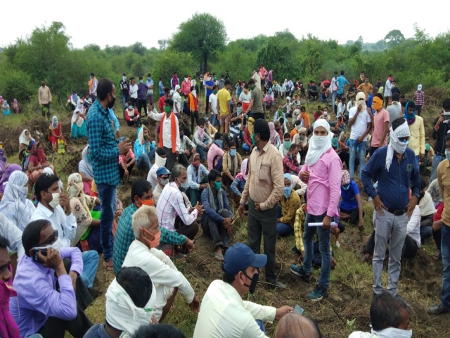 Villagers protesting to build crematorium