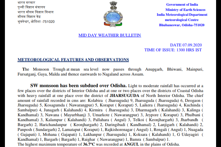 monsoon is weak in state