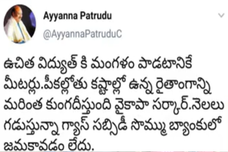 tdp polit bureau member ayyanna patrudu fires on ycp