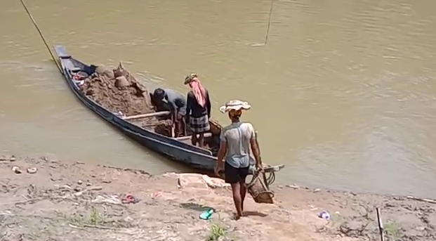 illegal sand mining at Cachar