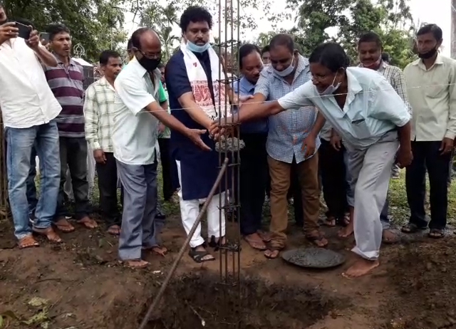 Foundation stone laid for Tample Wall In Chhaygaon