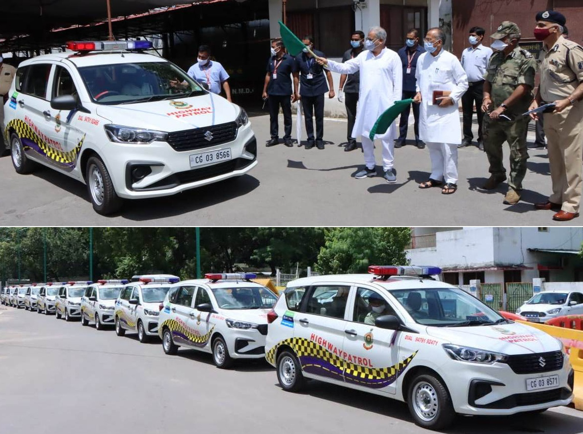 CM Bhupesh Baghel flagged off 15 vehicles for highway patrolling