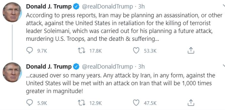 Trump warns Iran