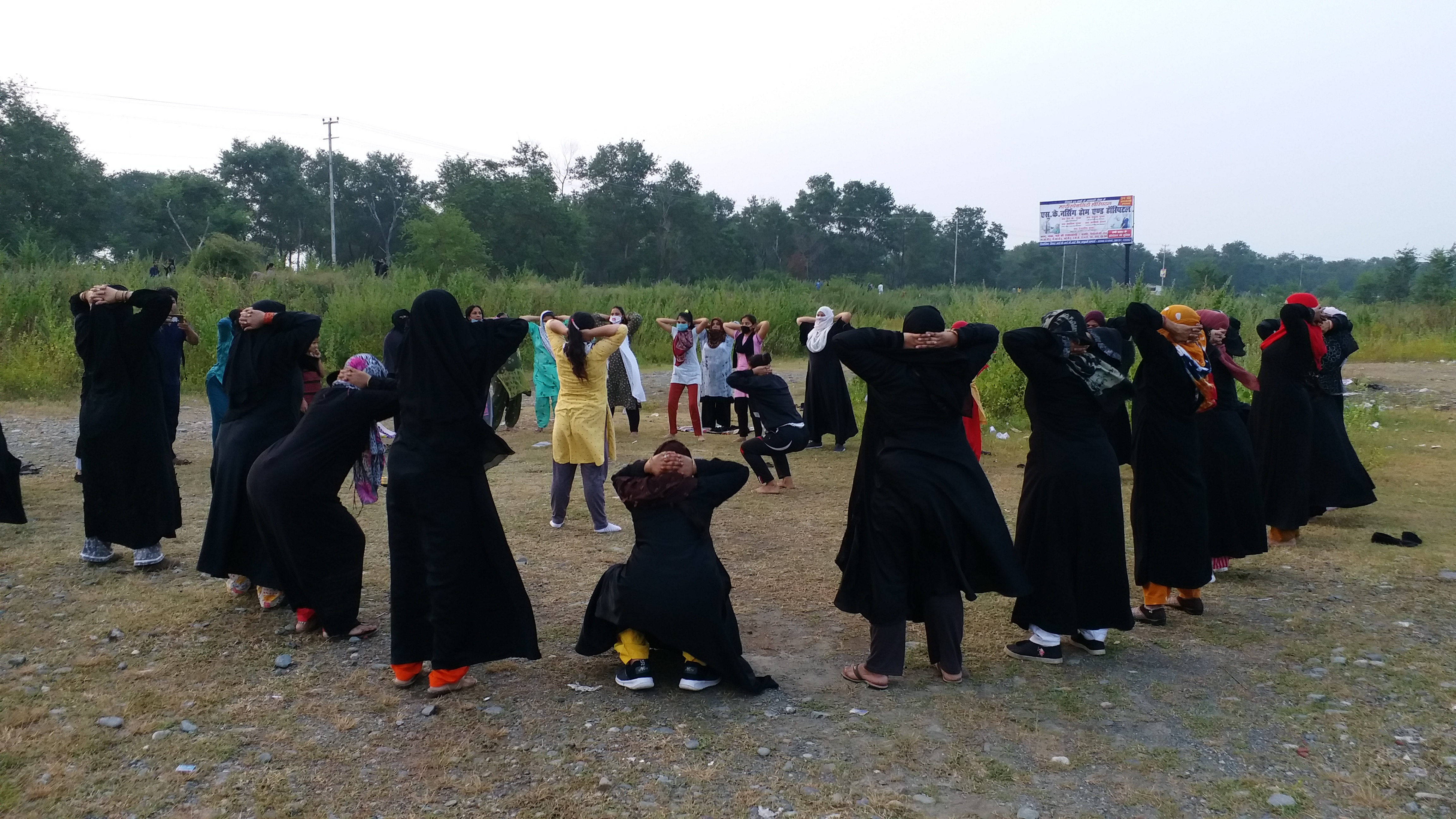 muslim women doing yoga