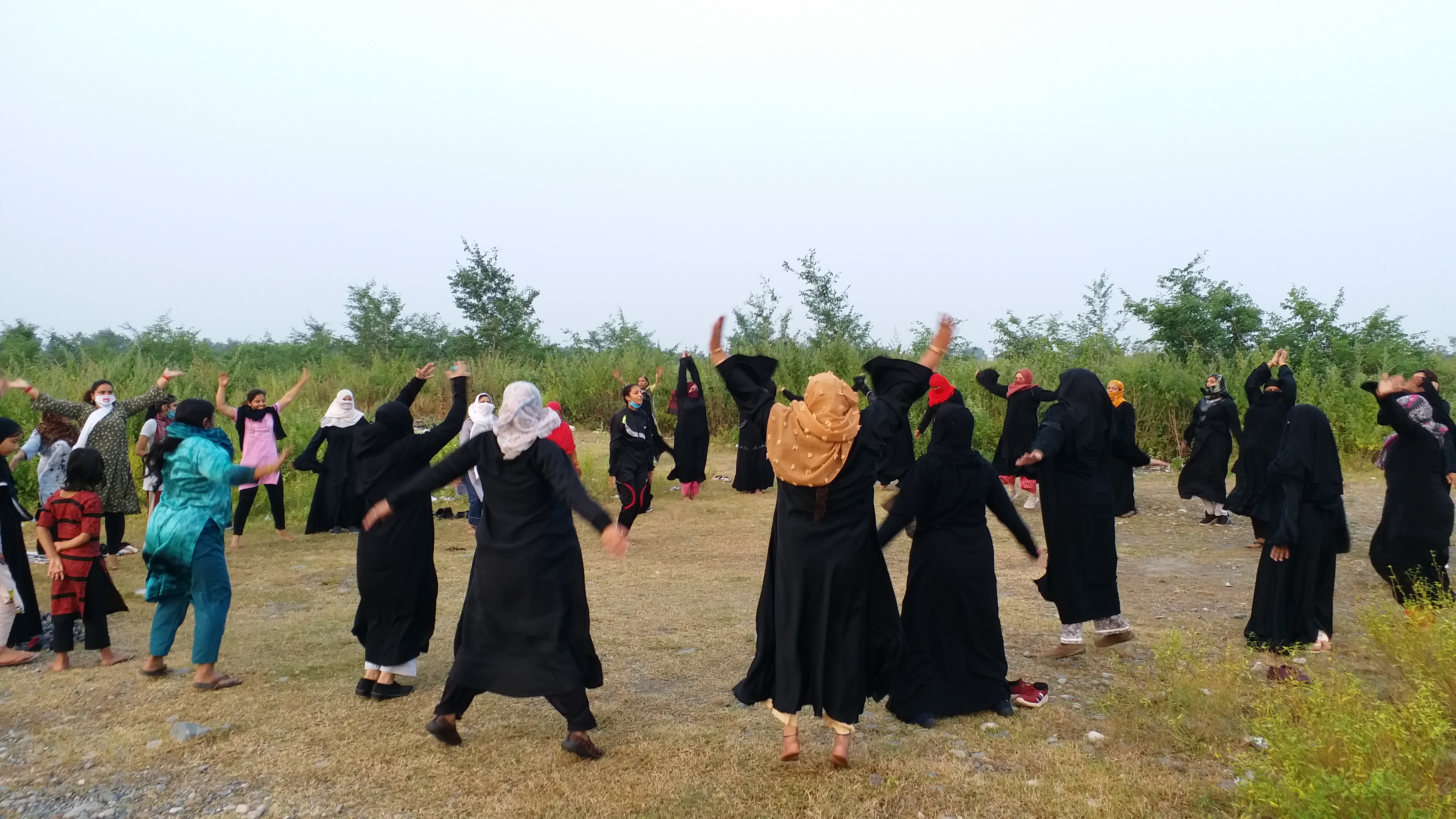 muslim women doing yoga