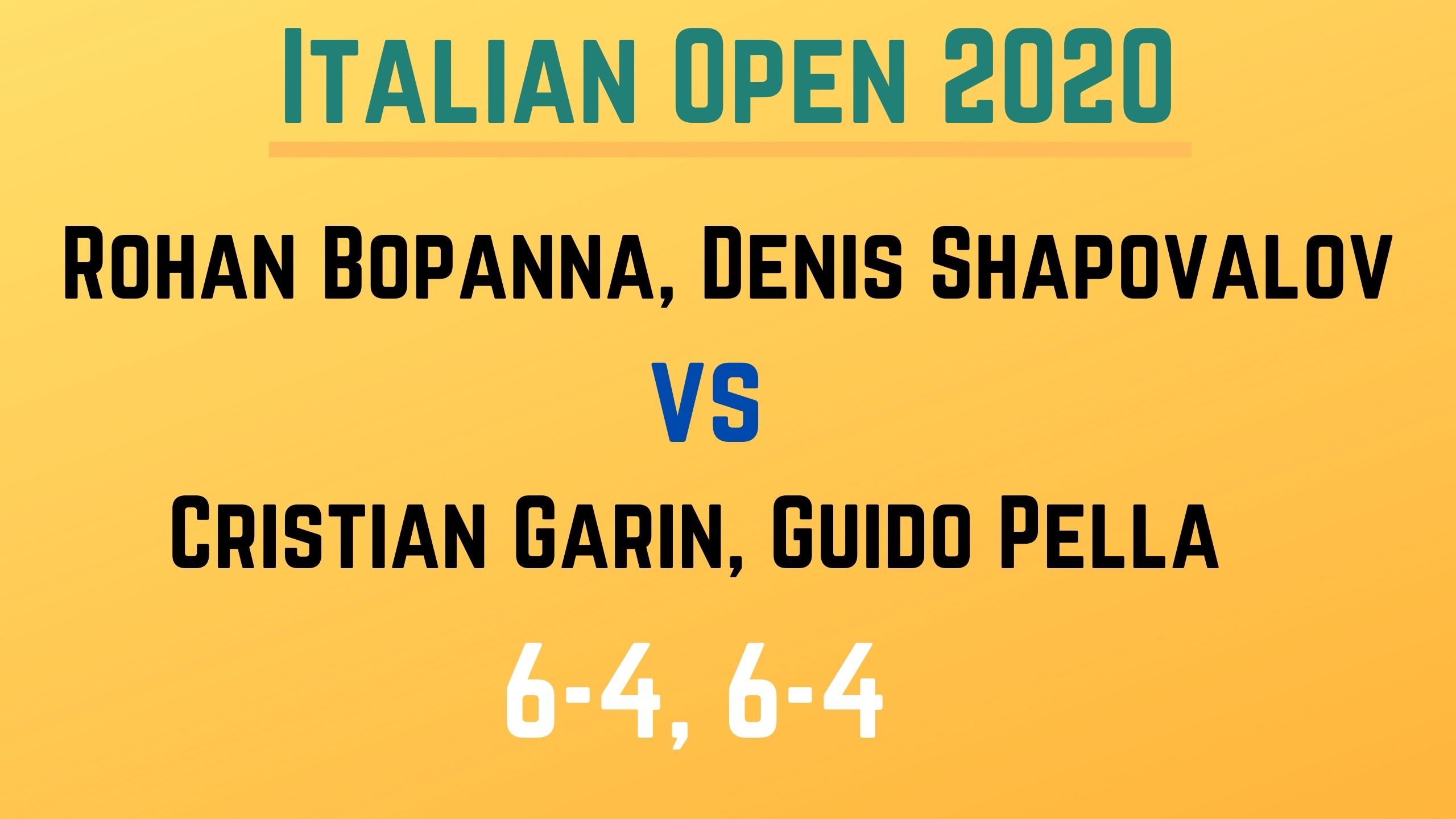 Italian Open, Rohan Bopanna, Denis Shapovalov
