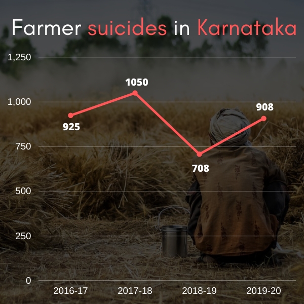 Number of farmer suicides in Karnataka in the past few years