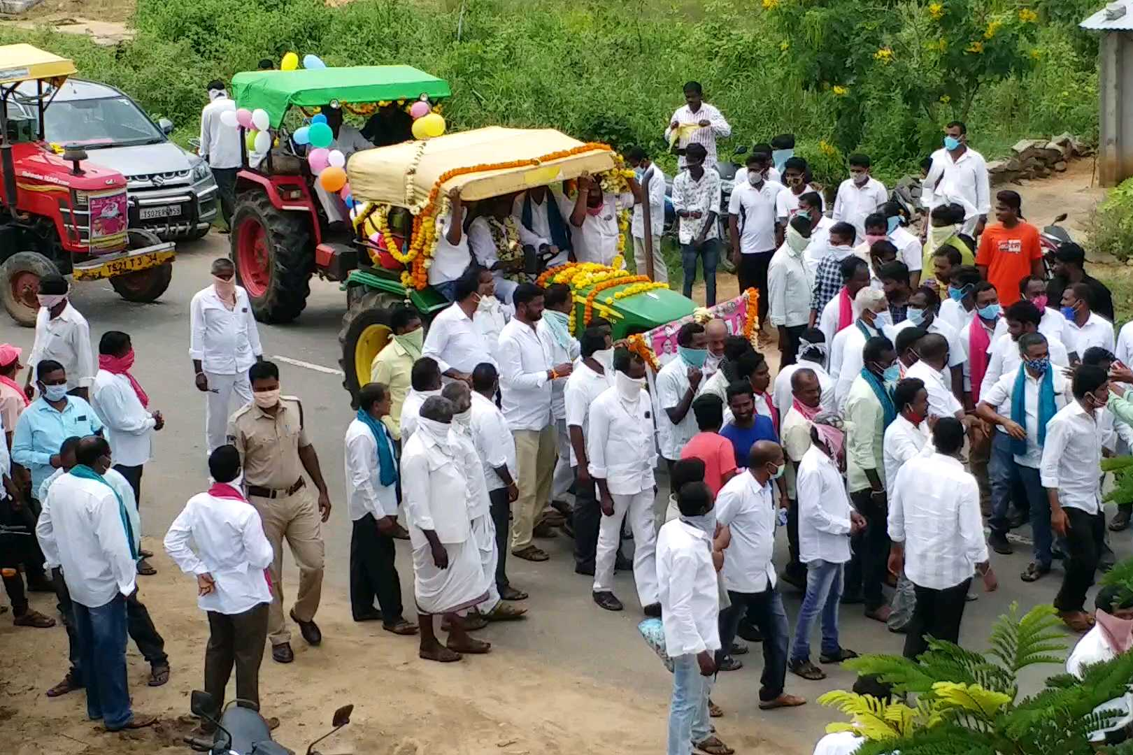 tractor rally at jagityal welcoming new revenue act