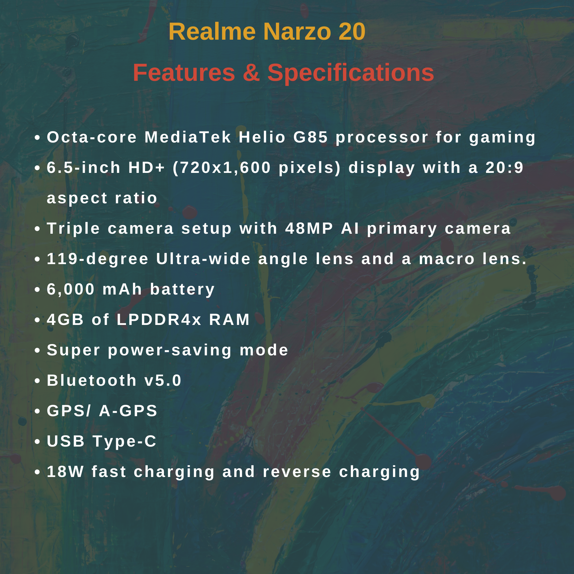 Realme Narzo 20 features and specifications,realme narzo 20 series launched in an online even